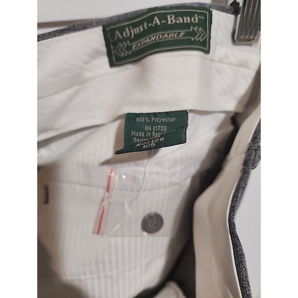 Size 42 MENS Adjustable waist band expandable Dress Pants gray long flat front - Picture 5 of 9